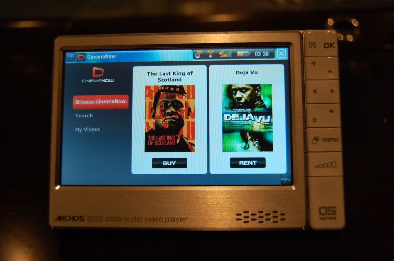 Illustration for article titled First Hands-On with Archos 605 Wi-Fi CinemaNow Downloading PMP